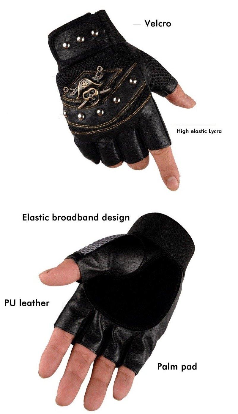Pirate Skull Leather Gloves - Wyvern's Hoard
