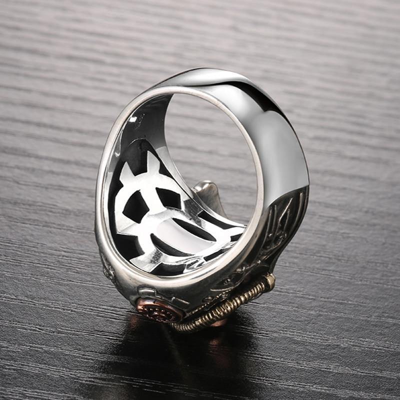 Steampunk Skull Sterling Silver Ring - Wyvern's Hoard