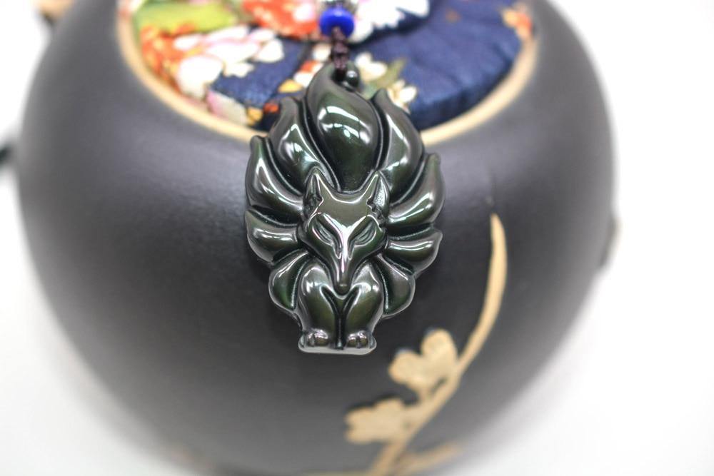 Kyūbi No Kitsune Nine-Tailed Fox Obsidian Necklace - Wyvern's Hoard