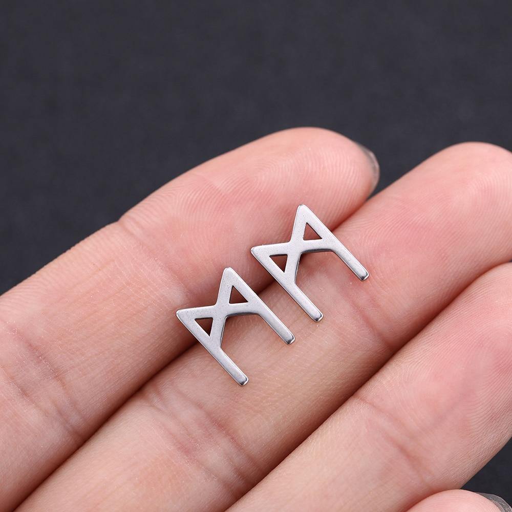 Minimalist Elder Futhark Runes Ear Studs - Wyvern's Hoard