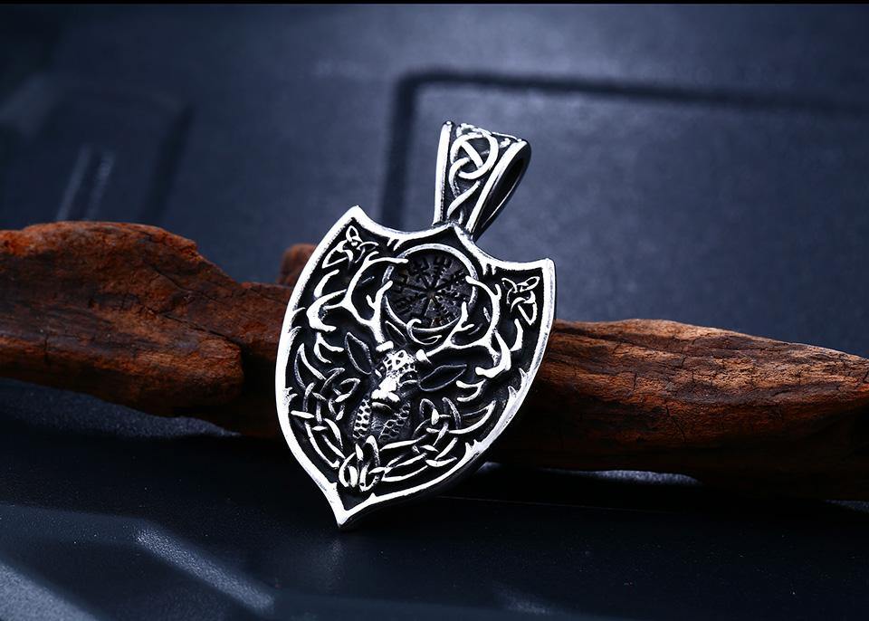 Eikthyrnir Stag Shield Necklace - Wyvern's Hoard