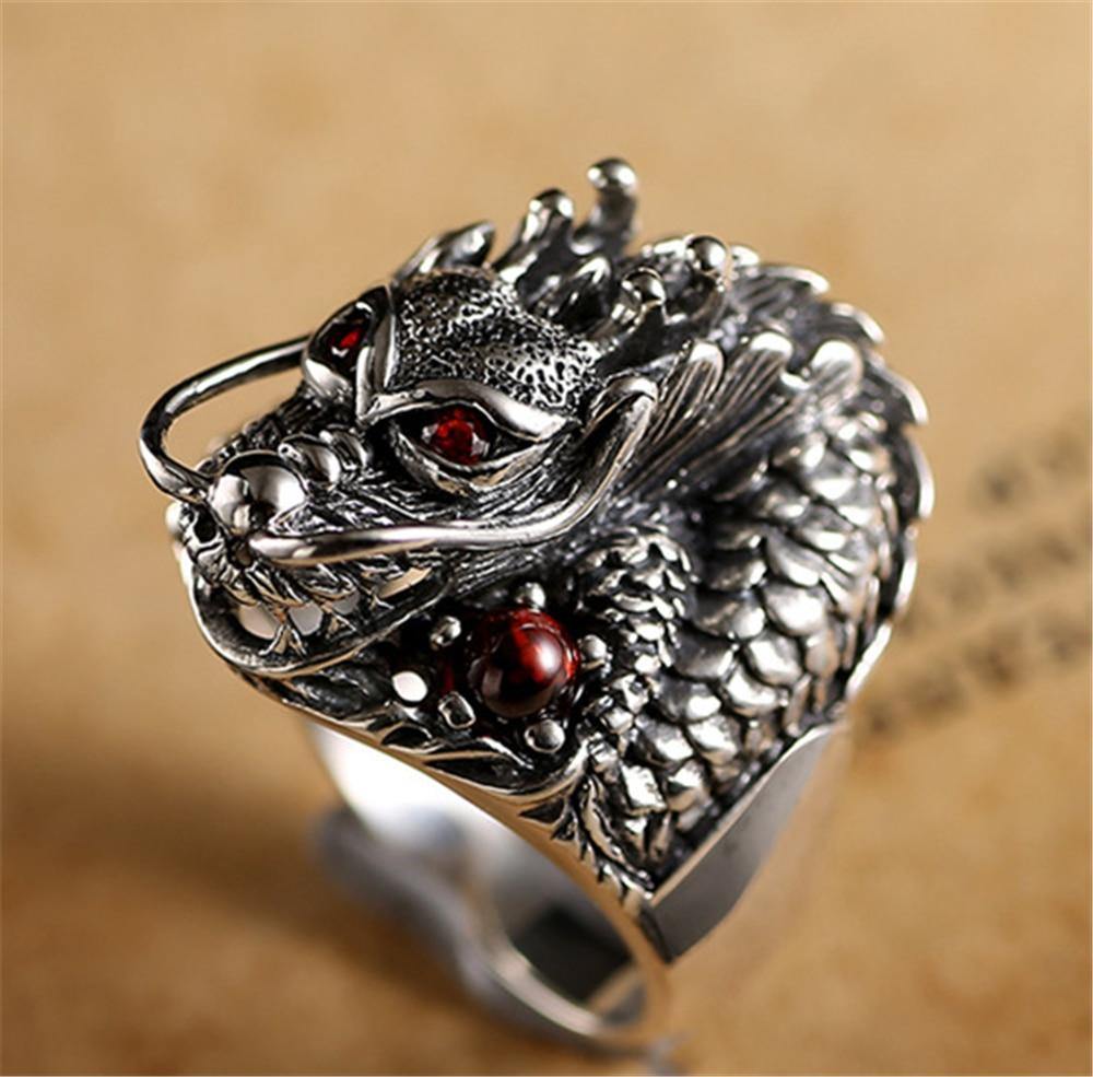 The Underworld Guardian Dragon Stainless Steel Ring - Wyvern's Hoard
