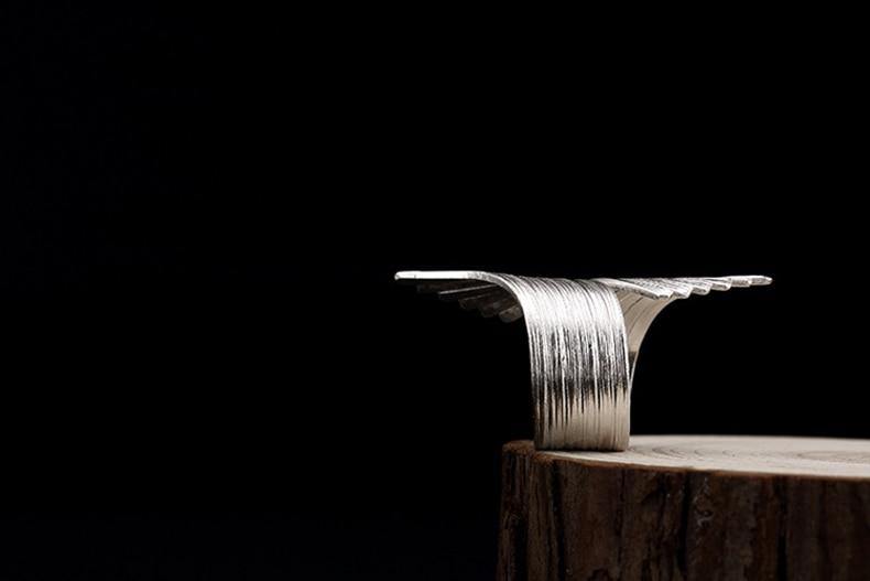 Folding Angel Wings Resizeable Ring - Wyvern's Hoard