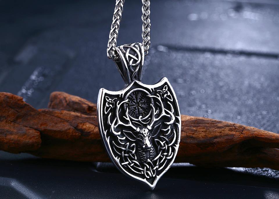 Eikthyrnir Stag Shield Necklace - Wyvern's Hoard