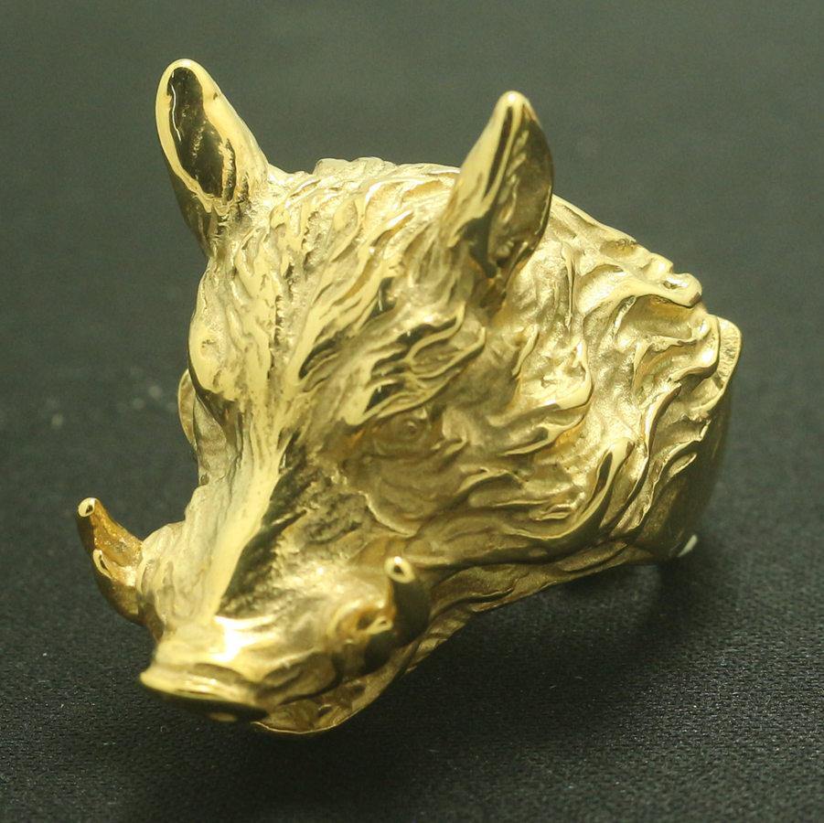Charging Boar Head Ring - Wyvern's Hoard