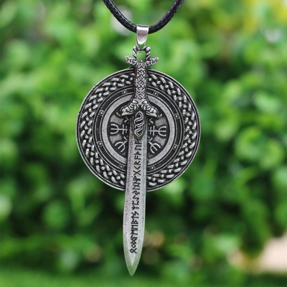 Viking Rune Sword & Shield Necklace - Wyvern's Hoard