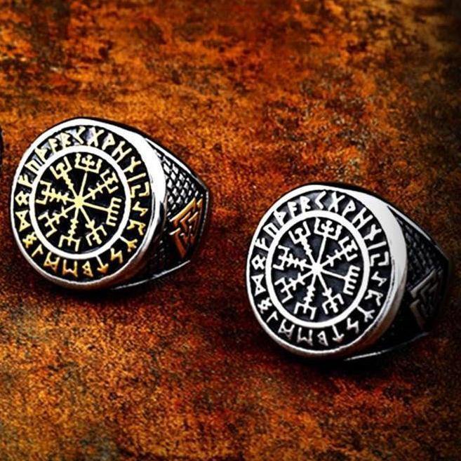 Vegvisir Rune Signet Ring - Wyvern's Hoard
