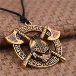 Battle-Worn Viking Battleaxes & Helmet with Runes Necklace