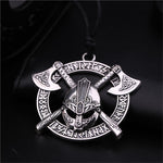 Battle-Worn Viking Battleaxes & Helmet with Runes Necklace