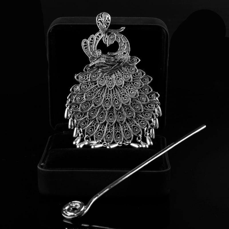 Peacock Hair Stick Barrette - Wyvern's Hoard