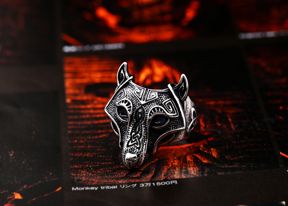 Viking wolf ring