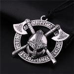 Battle-Worn Viking Battleaxes & Helmet with Runes Necklace