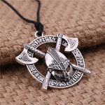 Battle-Worn Viking Battleaxes & Helmet with Runes Necklace