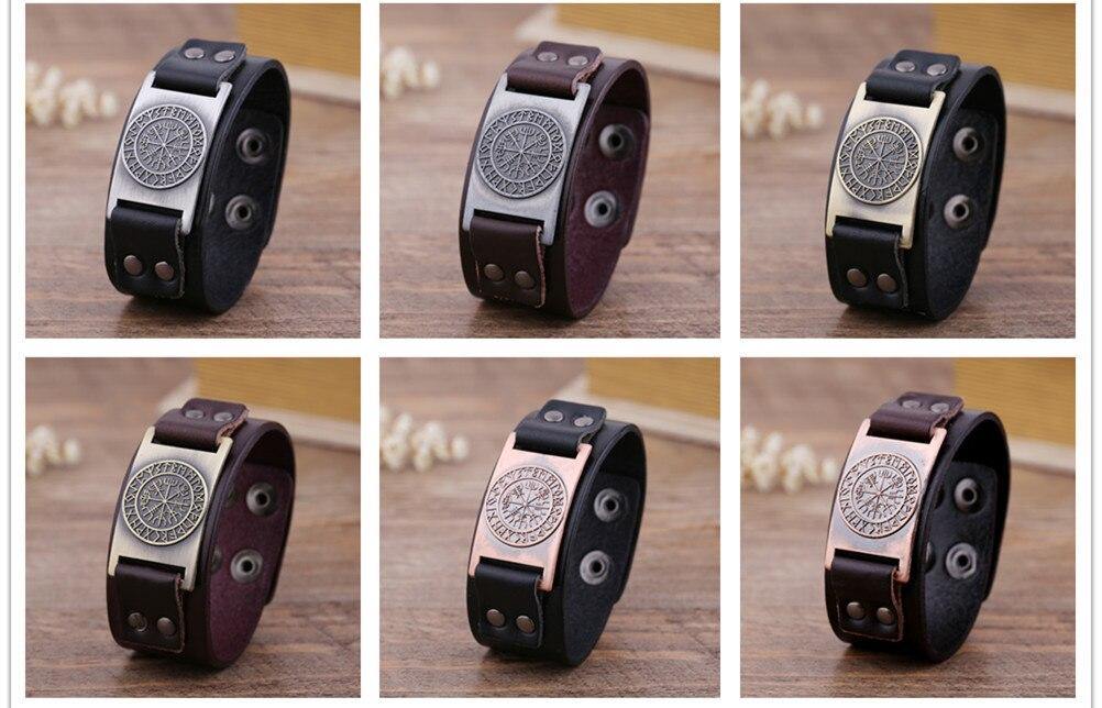 Vegvisir Leather Bracelet - Wyvern's Hoard