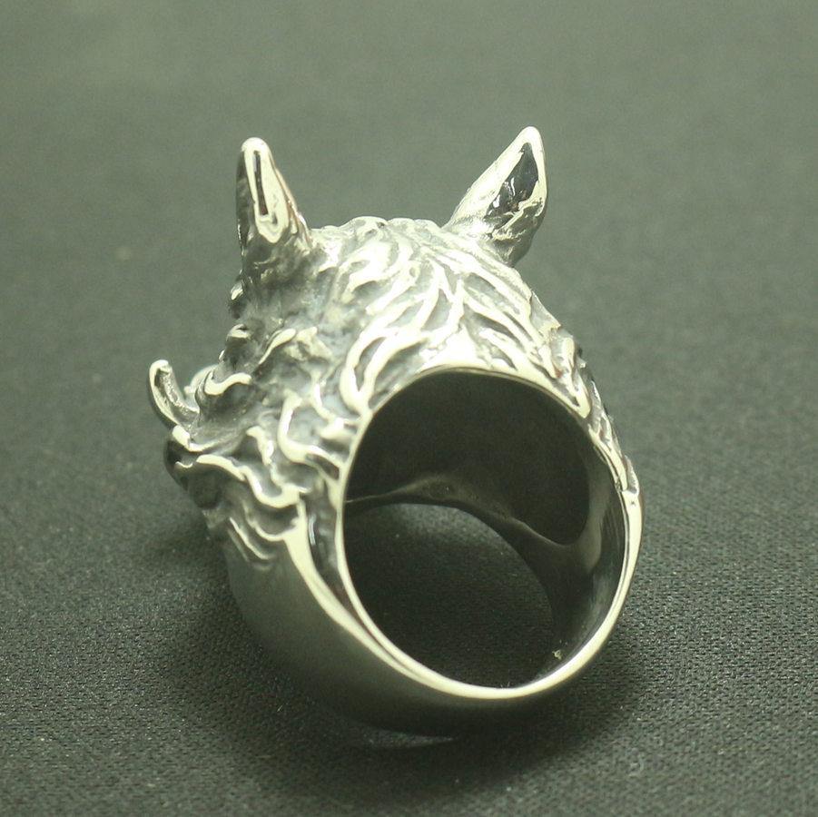 Charging Boar Head Ring - Wyvern's Hoard