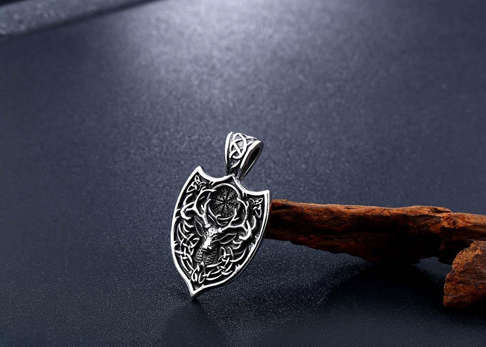 Eikthyrnir Stag Shield Necklace - Wyvern's Hoard
