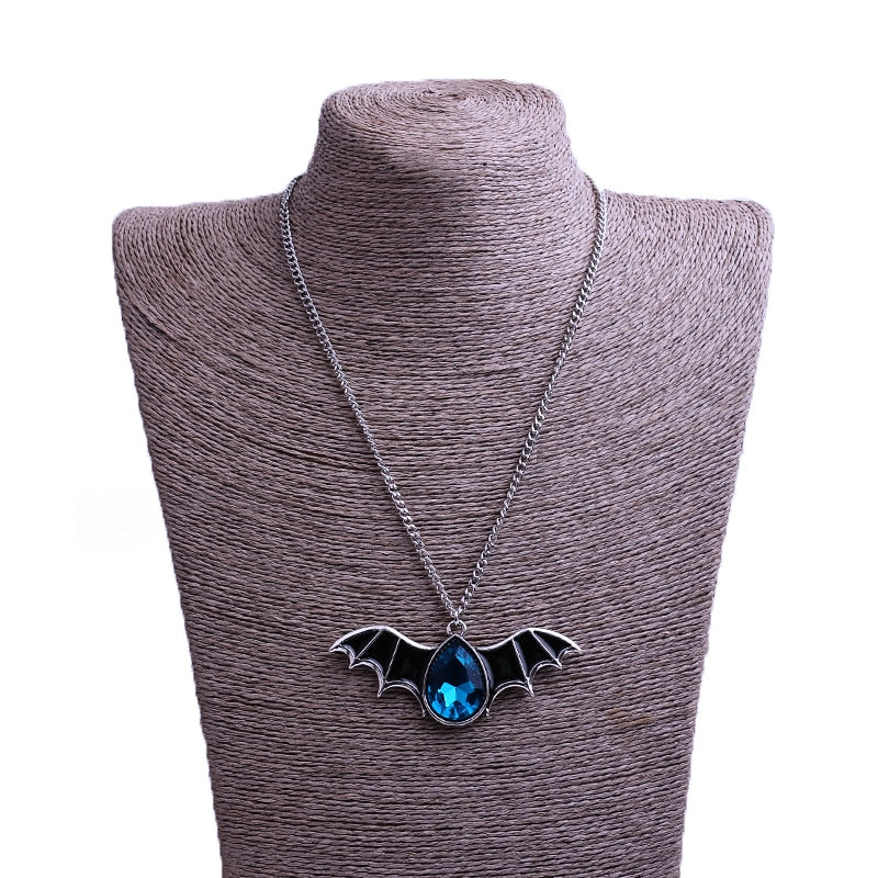 Crystal Vampire Bat Necklace