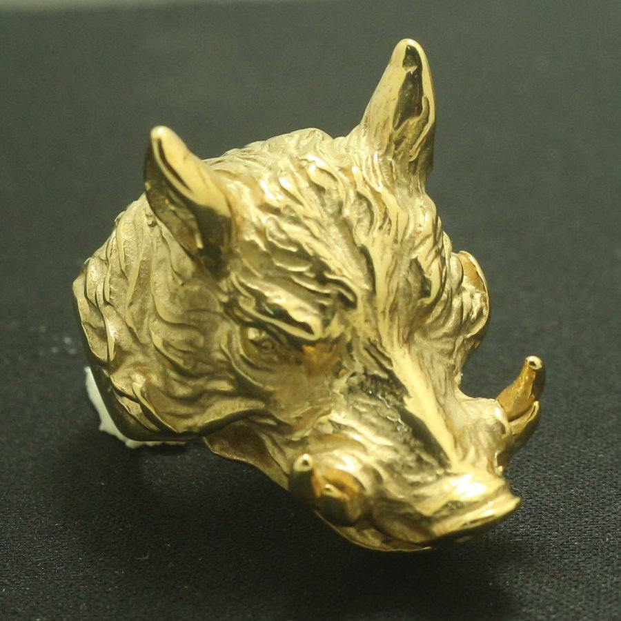 Charging Boar Head Ring - Wyvern's Hoard