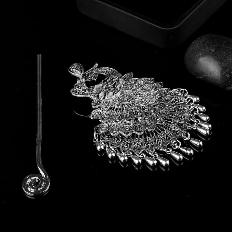 Peacock Hair Stick Barrette - Wyvern's Hoard