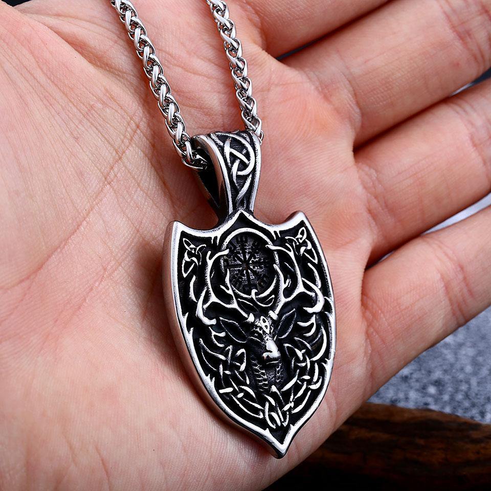 Eikthyrnir Stag Shield Necklace - Wyvern's Hoard
