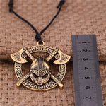 Battle-Worn Viking Battleaxes & Helmet with Runes Necklace
