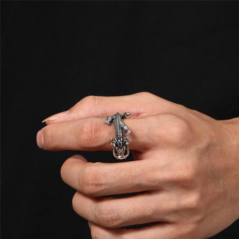 Coiled Dragon Sterling Silver Ring - Wyvern's Hoard