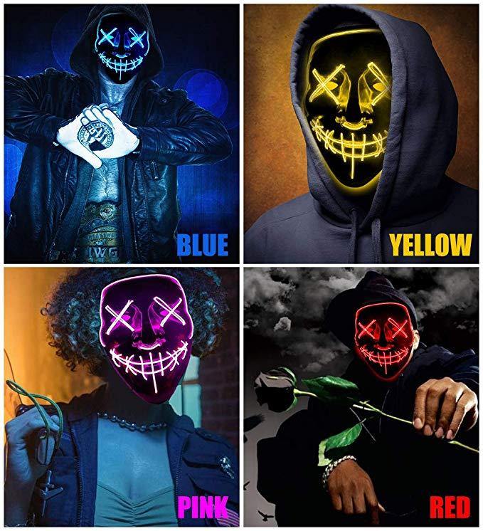 LED Neon Guy Fawkes Mask - Wyvern's Hoard