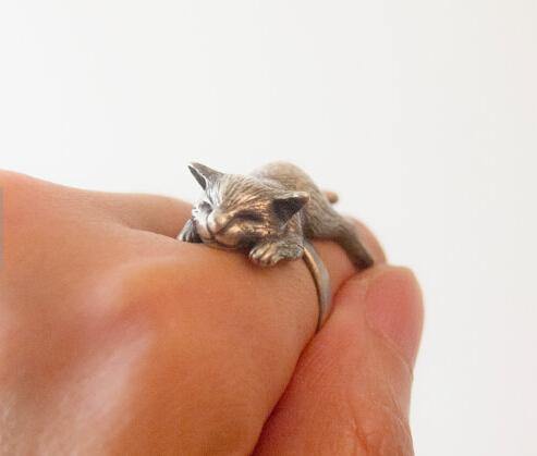 Sleeping Kitten Adjustable Ring - Wyvern's Hoard
