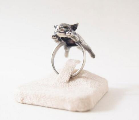 Sleeping Kitten Adjustable Ring - Wyvern's Hoard