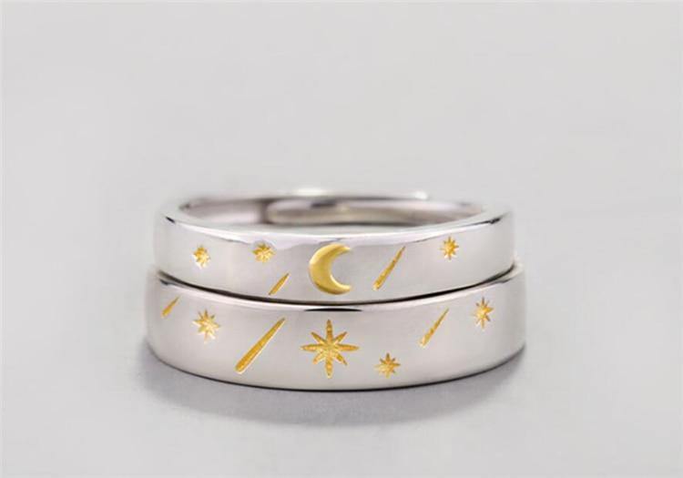 Sun Moon Stars Couple Rings - Wyvern's Hoard
