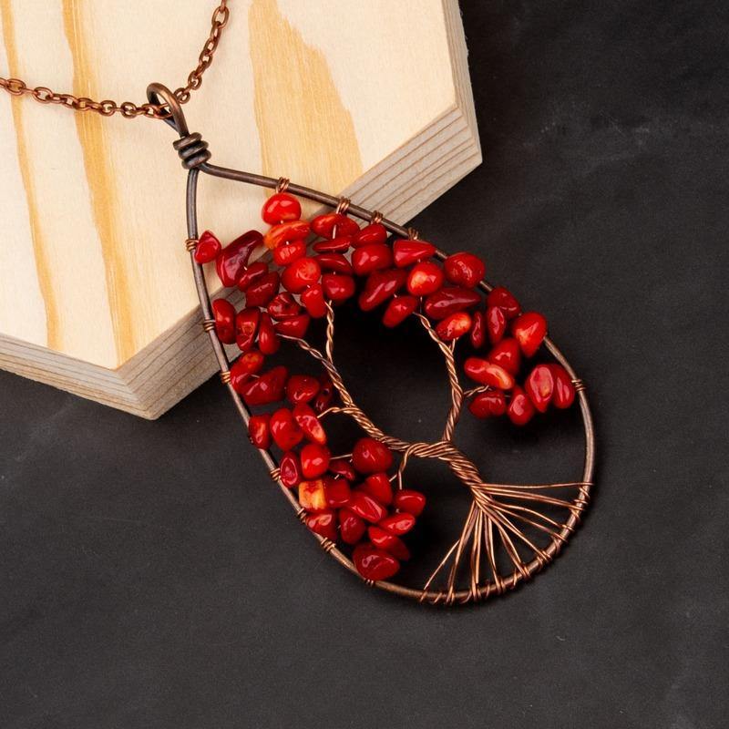 Tree of Life Crystal Droplet Necklace - Wyvern's Hoard