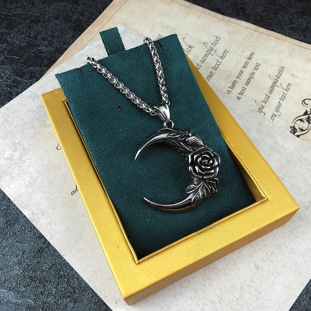 Rose Crescent Moon Necklace