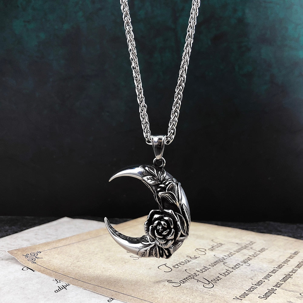 Rose Crescent Moon Necklace