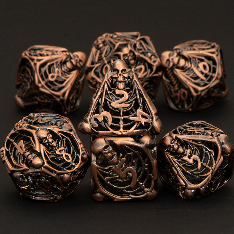 Skeletal Hollow Metal Polyhedral Dice Sets