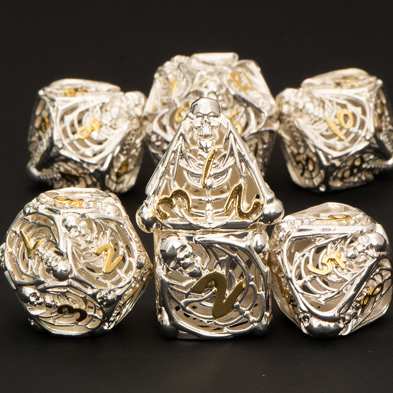 Skeletal Hollow Metal Polyhedral Dice Sets