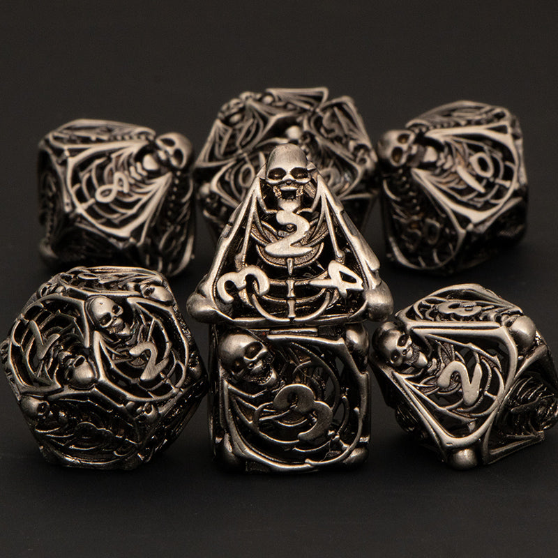 Skeletal Hollow Metal Polyhedral Dice Sets