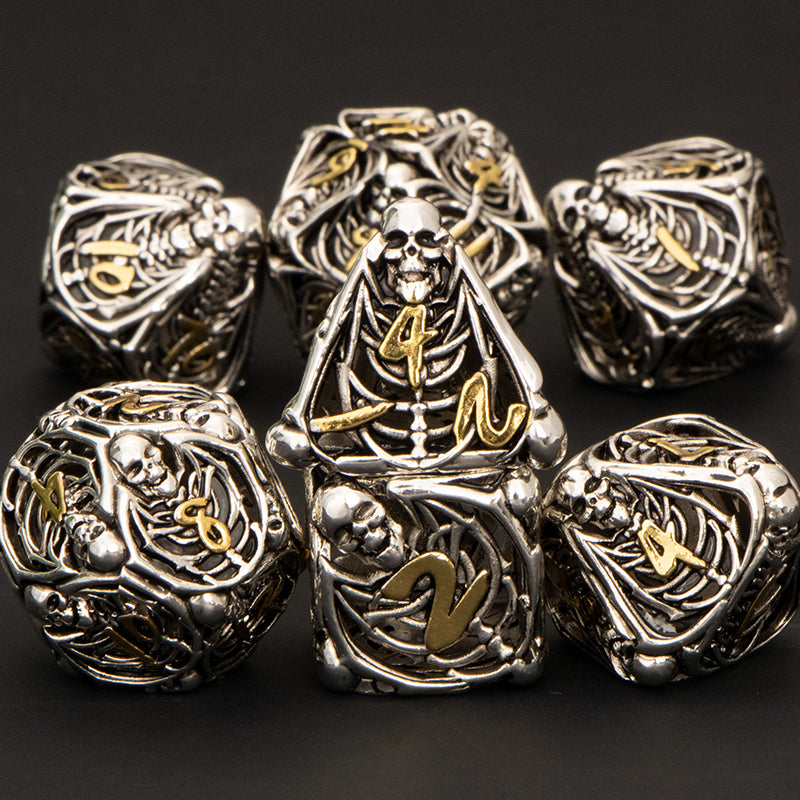 Skeletal Hollow Metal Polyhedral Dice Sets