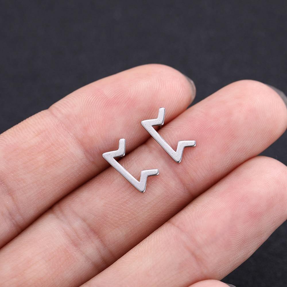 Minimalist Elder Futhark Runes Ear Studs - Wyvern's Hoard