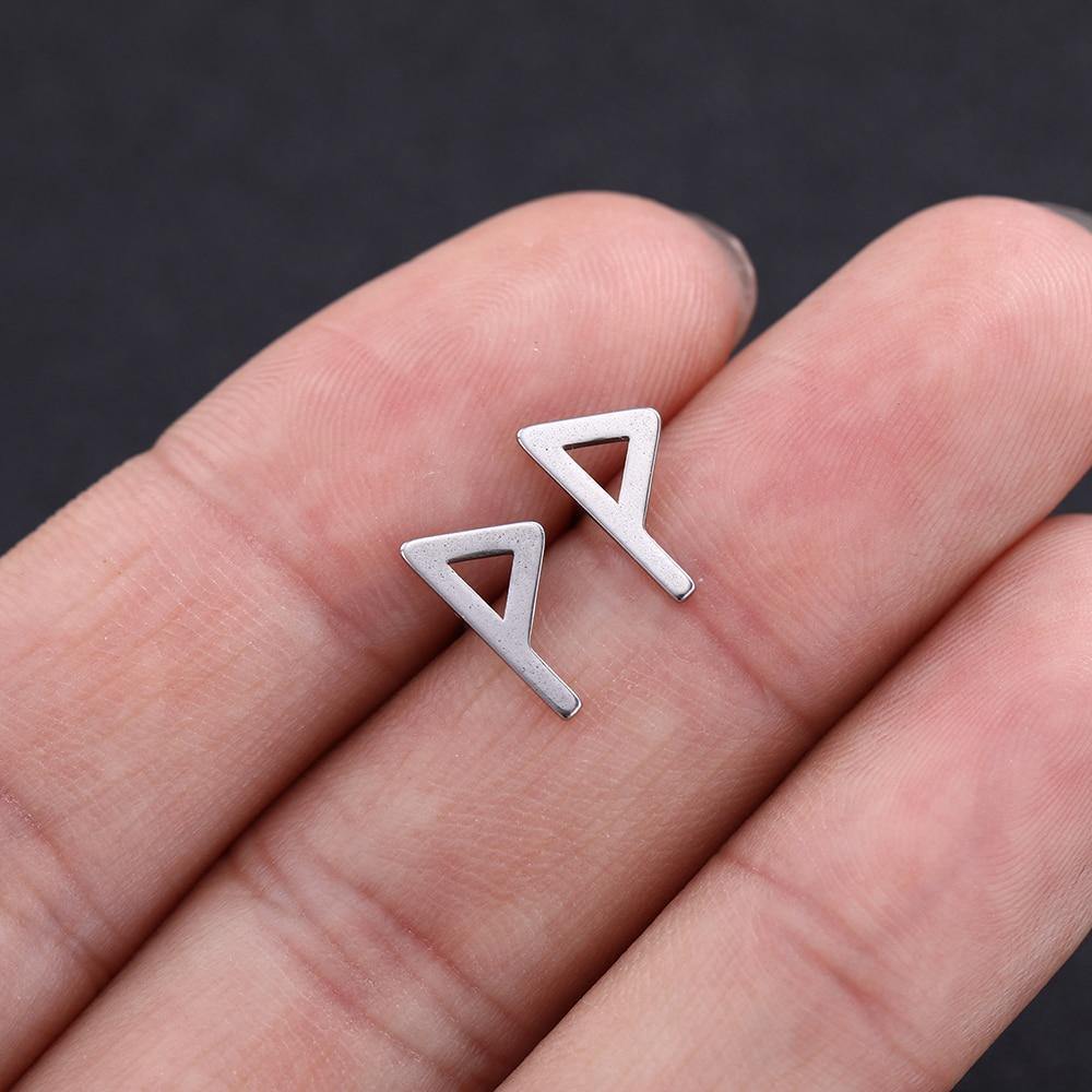 Minimalist Elder Futhark Runes Ear Studs - Wyvern's Hoard