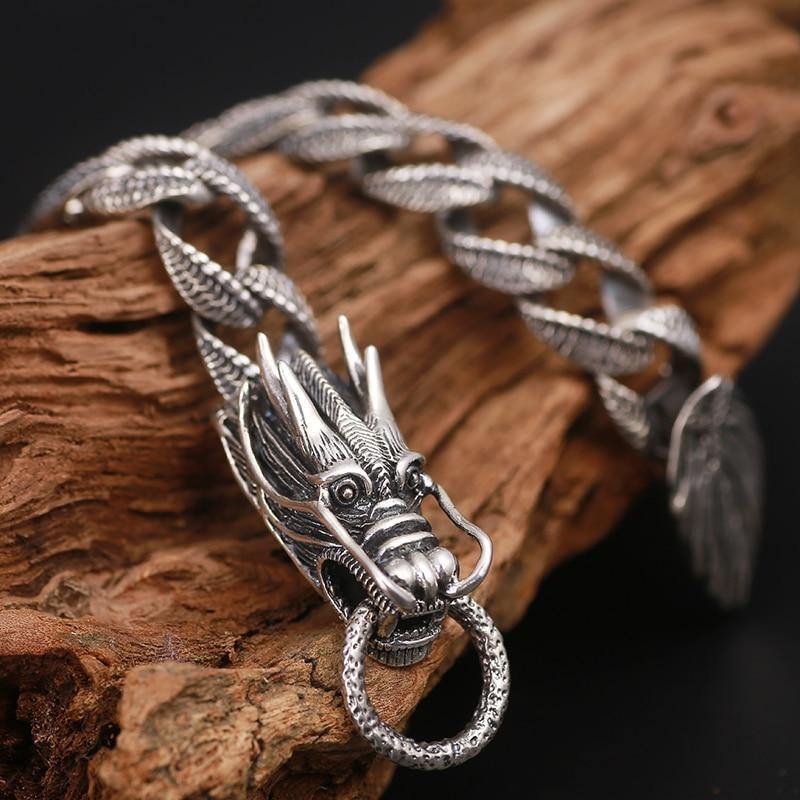 Sea Dragon Sterling Silver Bracelet - Wyvern's Hoard