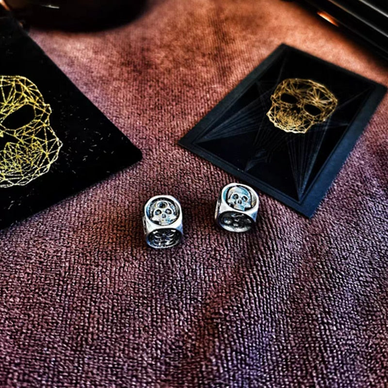 Sterling Silver Monster Skulls D6 Dice (1 Pair)