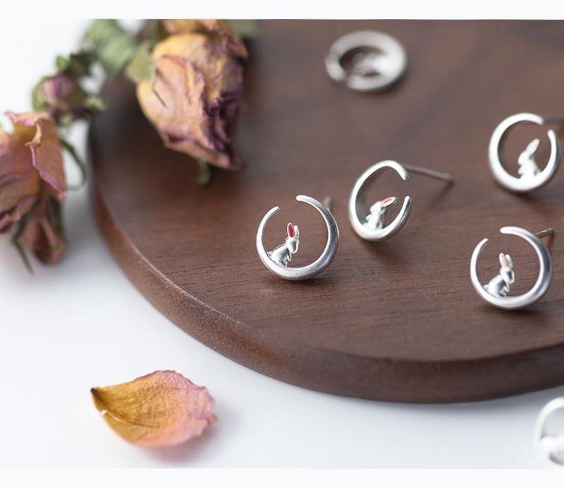 Moon Rabbit Earrings - Wyvern's Hoard