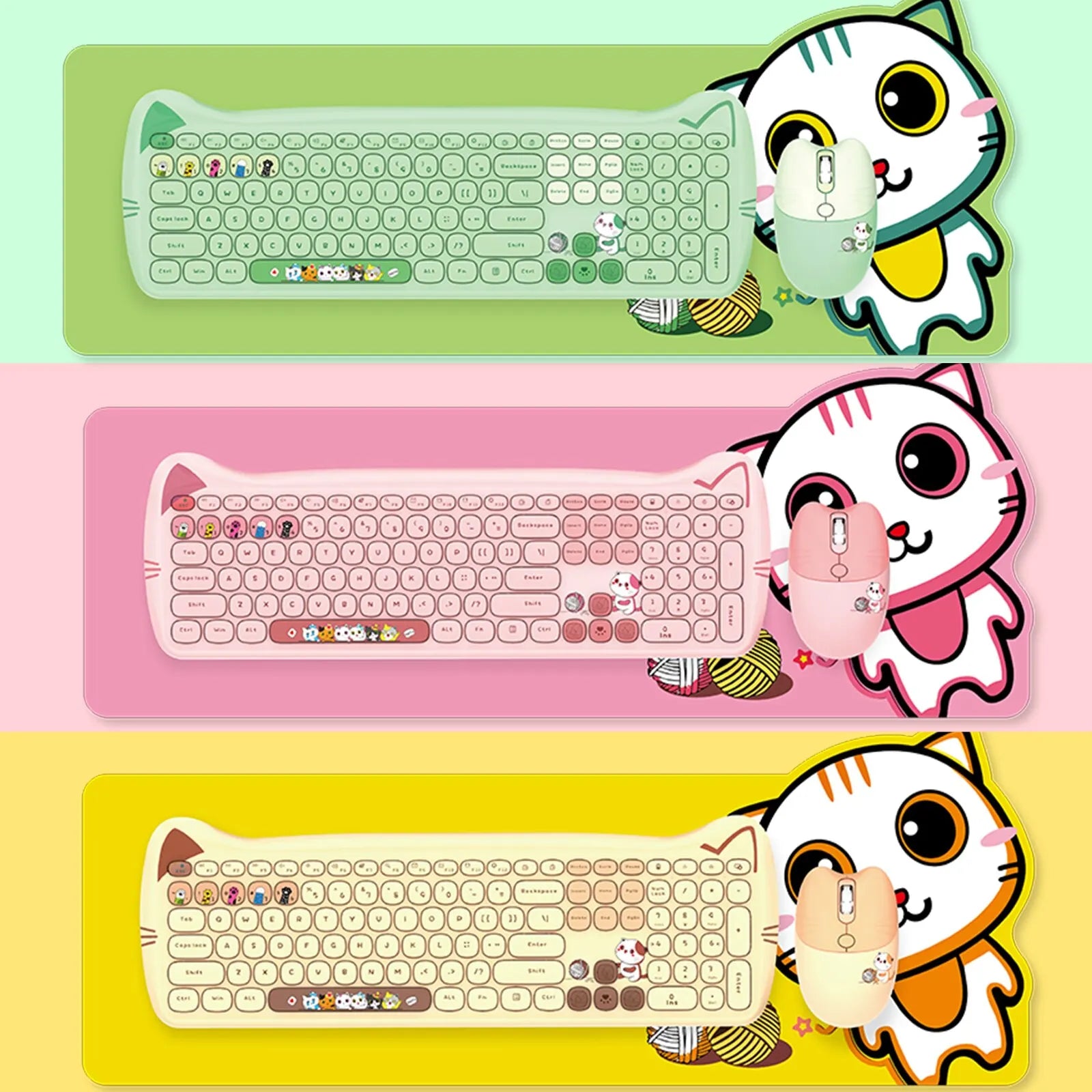Kitty Kat Wireless Keyboard and Mouse Set