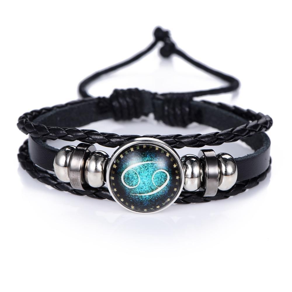 Glow In The Dark Leather Zodiac Sign Bracelets - Wyvern's Hoard