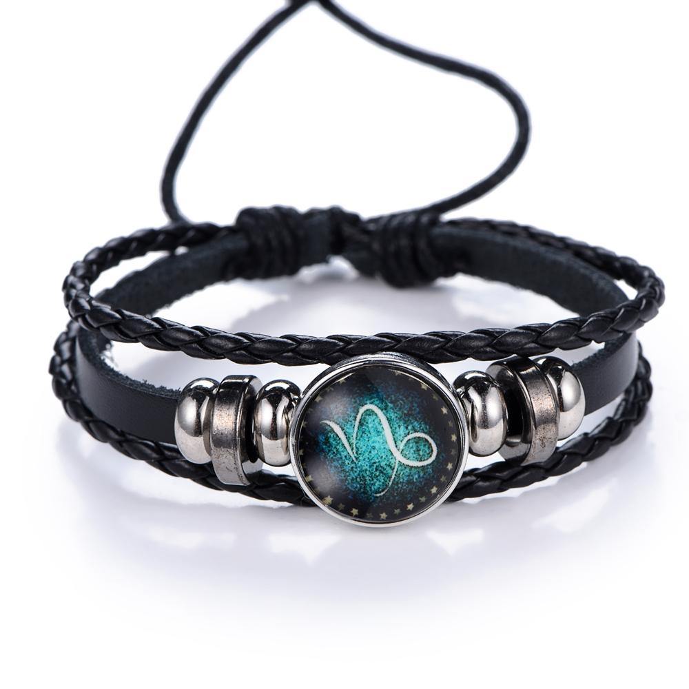 Glow In The Dark Leather Zodiac Sign Bracelets - Wyvern's Hoard