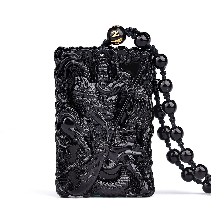 God of War Obsidian & Stainless Steel Necklace