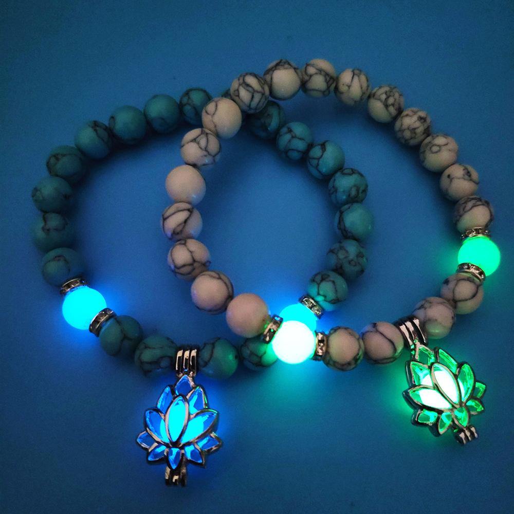Glow in the Dark Lotus Stone Bracelet - Wyvern's Hoard