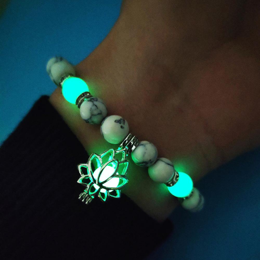 Glow in the Dark Lotus Stone Bracelet - Wyvern's Hoard
