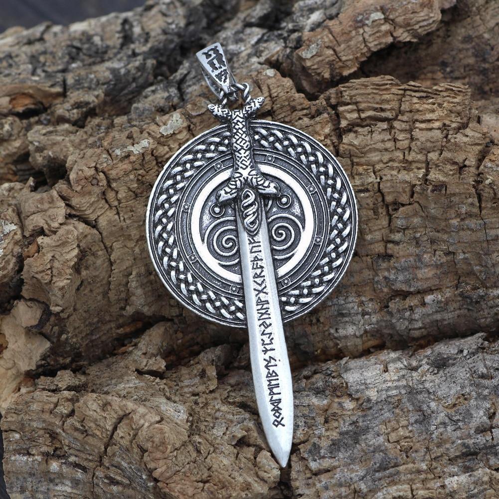 Viking Rune Sword & Shield Necklace - Wyvern's Hoard