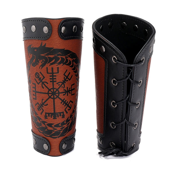 Viking Leather Vambraces. Available in: brown leather, black